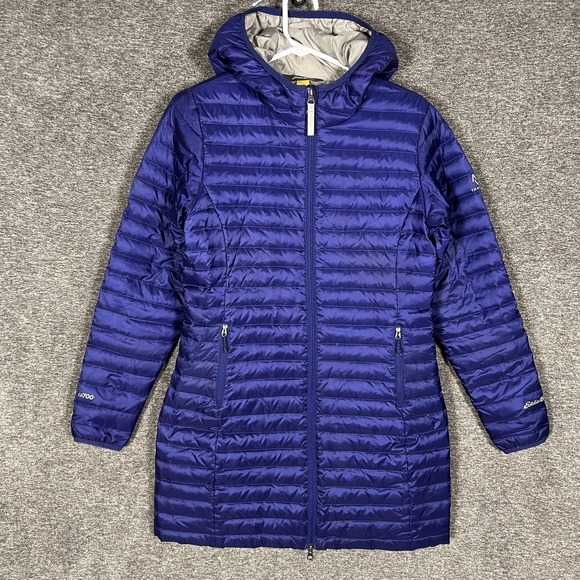 Eddie Bauer Coat Womens XS Blue EB700 Travex Down Puffer Hooded Packable - Picture 1 of 11
